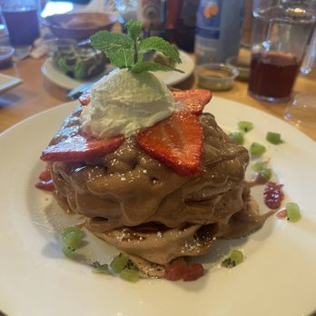 Denica's Real Food Kitchen - Pink Guava Pancakes (huge stack of 4/5) - Breakfast & Brunch Near Me - Castro Valley, California