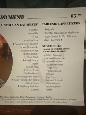 Menu photo 7 Via Brasil Steakhouse Las Vegas, NV