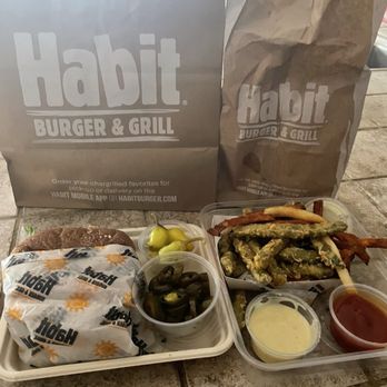 Habit Burger & Grill - Veggie burger and sweet potato and green beans. - Salad Near Me - Corona, California