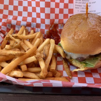 Phyllis' Giant Burgers - My Junior Cheese Burger with mini fries - Burgers Near Me - San Rafael, California Phyllis' Giant Burgers - My Junior Cheese Burger with mini fries - Burgers Near Me - San Rafael, California