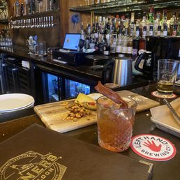 Miner's Manhattan with candies bacon.  Charcuterie board that we devoured.