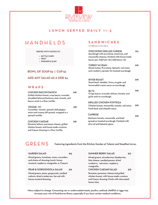 Menu photo 1 Riverview Terrace Cafe Spring Green, WI Menu photo 1 Riverview Terrace Cafe Spring Green, WI