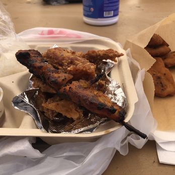Paduma Monastery - Chicken Stick, fried banana, sticky rice, fried pork strip jerky and sauce - Buddhist Temples Near Me - Fontana, California Paduma Monastery - Chicken Stick, fried banana, sticky rice, fried pork strip jerky and sauce - Buddhist Temples Near Me - Fontana, California