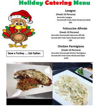 Amoretto Italian Restaurant - Holiday Catering Menu - Italian Near Me - Plano, Texas