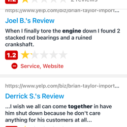 Brian Taylor Imports - These are reviews from people who aren't his friends and are being honest