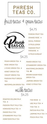 Menu photo 5 Phresh Teas  - IV location Isla Vista, CA