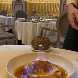 Crepes stuffed with orange soufflé