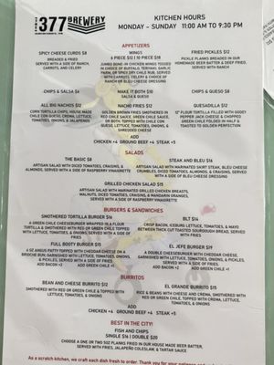Menu photo 1 The 377 Brewery Albuquerque, NM