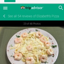 Shrimp Alfredo from Elizabeth pizza in Pittsboro NC no shells on the shrimp Shrimp Alfredo from Elizabeth pizza in Pittsboro NC no shells on the shrimp