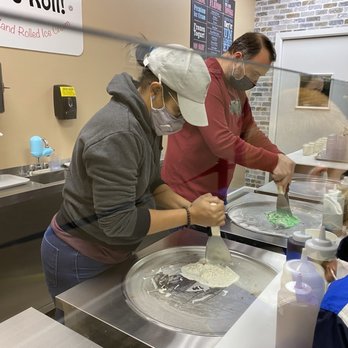 Let’s Roll! - Employees rolling the ice cream - Ice Cream & Frozen Yogurt Near Me - Merrick, New York