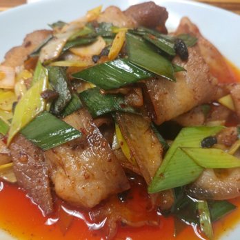 Hometown Memory Szechuan Cuisine - Twice-cooked pork. The skin part is chewy instead of tender, but I found it to be really satisfying to chew on, and the flavor is great. - Szechuan Near Me - Syracuse, New York Hometown Memory Szechuan Cuisine - Twice-cooked pork. The skin part is chewy instead of tender, but I found it to be really satisfying to chew on, and the flavor is great. - Szechuan Near Me - Syracuse, New York