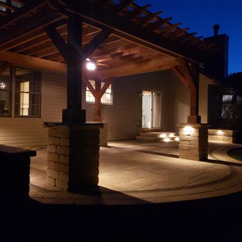 Arrowhead Brick Pavers - a patio at night - General Contractors Near Me - Bristol, Illinois