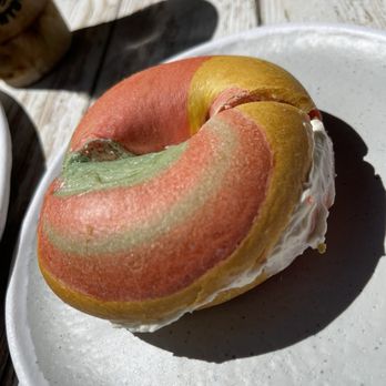 Mitch's Downtown - Rainbow bagel with cream cheese - Bagels Near Me - Hallandale Beach, Florida Mitch's Downtown - Rainbow bagel with cream cheese - Bagels Near Me - Hallandale Beach, Florida