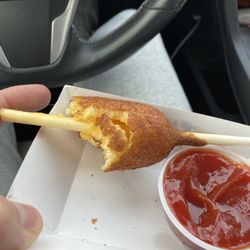 Hot Dog On A Stick - Hotdog with hair !!