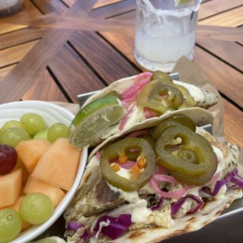 Burger Shack - Fish tacos with fruit & a skinny margarita - Burgers Near Me - Kapalua, Hawaii