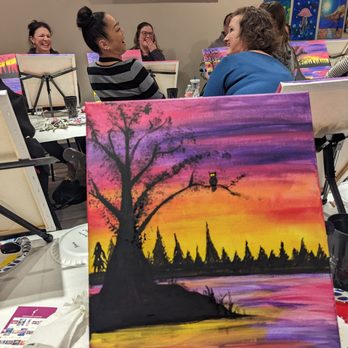 Painting with a Twist - I call it, "The Watcher." The owl was a last minute addition, courtesy of Ari. - Art Classes Near Me - Las Vegas, Nevada Painting with a Twist - I call it, "The Watcher." The owl was a last minute addition, courtesy of Ari. - Art Classes Near Me - Las Vegas, Nevada