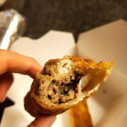 Inside of beef egg roll