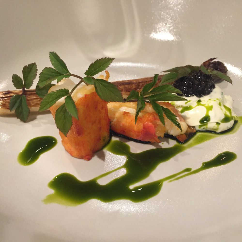 Lake Road Kitchen - King crab with white asparagus and vinegar cream - Modern European Near Me - Ambleside, CMA