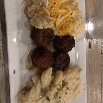 DRY 85 OC - Bacon wrapped scallops with cheese grits and scalloped potatoes - New American Near Me - Ocean City, Maryland