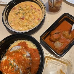 Anthony's - Gnocchi with Rosa sauce, chicken parmesan over angel hair, & meatballs.