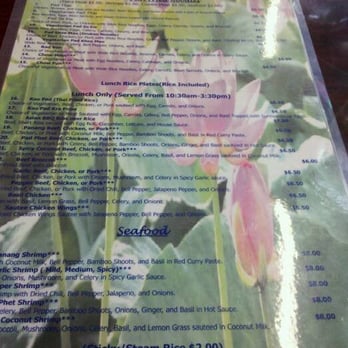 Asian Cafe - menu, frontside - Thai Near Me - Sacramento, California