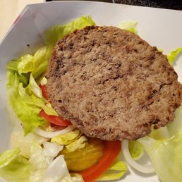 Rush's idea of a gluten-free burger. Appetizing, isn't it? Rush's idea of a gluten-free burger. Appetizing, isn't it?
