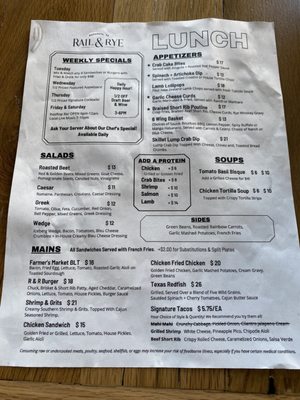 Menu photo 3 Rail & Rye Navasota, TX