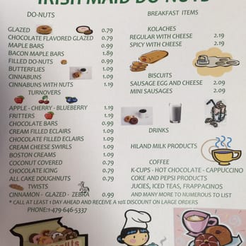 Irish Maid DO-Nuts - Menu - Donuts Near Me - Fort Smith, Arkansas Irish Maid DO-Nuts - Menu - Donuts Near Me - Fort Smith, Arkansas