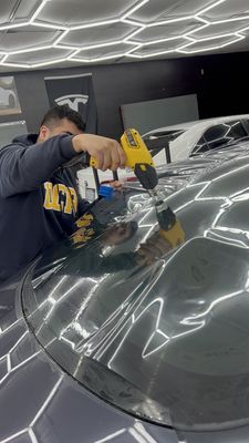 Tesla Model 3 Ceramic Tint - All Windows - Brand new Model 3 came in for fill ceramic window tint. The client wanted the best heat protection so we installed Suntek Evolve which is a nano ceramic ir window tint. 99% Uv rejection, 96% IR heat rejection. The absolute best since their main concern was to reduce heat.