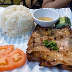 Grilled Lemongrass Chicken on Rice 燒香茅雞扒飯: $11.25; $12.25 with tax.
