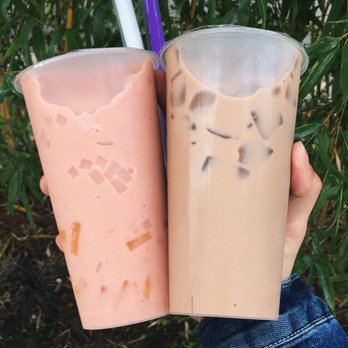 Seattle Best Tea - strawberry mango smoothie + mango and almond jelly / heavy oolong milk tea with their new (I believe it's called) aju jelly. - Coffee & Tea Near Me - Seattle, Washington Seattle Best Tea - strawberry mango smoothie + mango and almond jelly / heavy oolong milk tea with their new (I believe it's called) aju jelly. - Coffee & Tea Near Me - Seattle, Washington