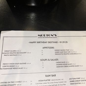 Morton's The Steakhouse - Birthday menu - Steakhouses Near Me - San Juan, Puerto Rico