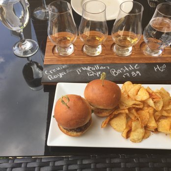 Bottle Stop Wine Bar - Bourbon flight accompanied with lamb sliders. Perfection. - Wine Bars Near Me - Occoquan, Virginia Bottle Stop Wine Bar - Bourbon flight accompanied with lamb sliders. Perfection. - Wine Bars Near Me - Occoquan, Virginia