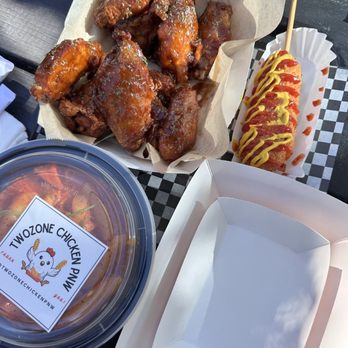 Twozone Chicken PNW - Soy Garlic Wings, Half Sausage/Cheese Corn Dog, Ddeokbokki - Chicken Shop Near Me - Portland, Oregon