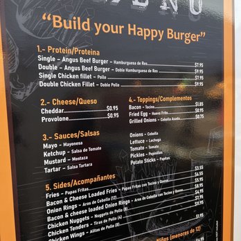 The Happy Burger - a menu for a burger - Burgers Near Me - Tampa, Florida The Happy Burger - a menu for a burger - Burgers Near Me - Tampa, Florida