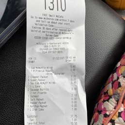 a receipt for a drink a receipt for a drink