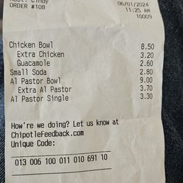 I did not get tge extra scoops of chicken