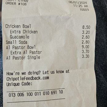 Chipotle Mexican Grill - I did not get tge extra scoops of chicken - Mexican Near Me - Harrisonburg, Virginia