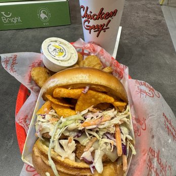 Chicken Guy - Chicken Guy Sandwich, with fried pickles and their incredible "dill mayo". Amazing - Chicken Shop Near Me - Miami, Florida Chicken Guy - Chicken Guy Sandwich, with fried pickles and their incredible "dill mayo". Amazing - Chicken Shop Near Me - Miami, Florida