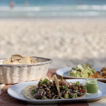 Fresco's - Tuna tacos on flour + chips and guac - perfect beachside lunch! - Mexican Near Me - Tulum, ROO Fresco's - Tuna tacos on flour + chips and guac - perfect beachside lunch! - Mexican Near Me - Tulum, ROO