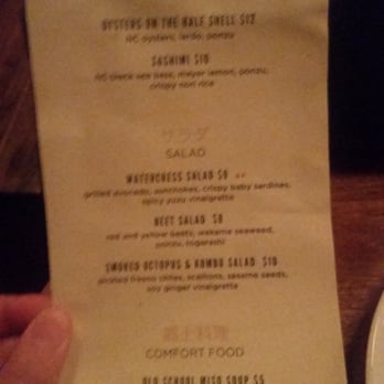 Dashi - Menu at upstairs bar - Ramen Near Me - Durham, North Carolina