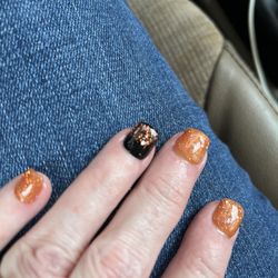 Tip and Toe Nail Spa - Start of the new academic year with school colors Black, Orange, and Silver glitter