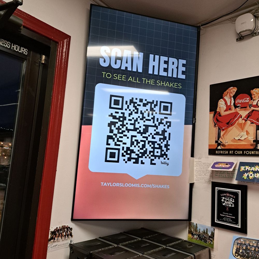 Taylors - QR code to see all the shakes - Burgers Near Me - Loomis, California Taylors - QR code to see all the shakes - Burgers Near Me - Loomis, California