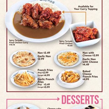CoCo Ichibanya - Menu - side dishes, dessert - Japanese Curry Near Me - Frisco, Texas
