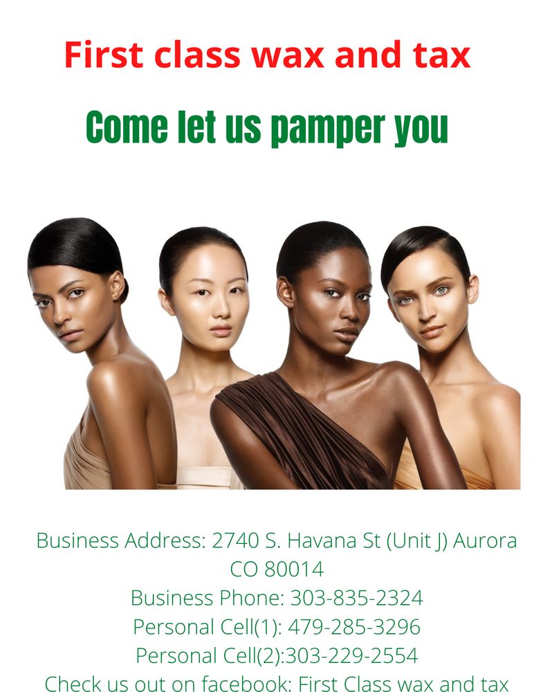 FIRST CLASS WAX & TAX Updated April 2024 Request an Appointment