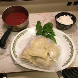 Pasta D'Angelo - A second serving of 'Agnollotti' recently - w/tomato sauce, fresh basal, garlic, and sour cream.  The result - so tasty!!!