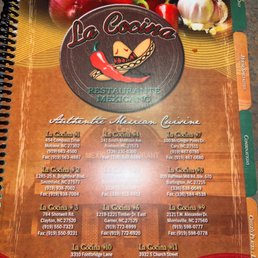 Front of the menu Front of the menu