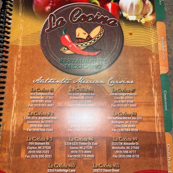 La Cocina - Front of the menu - Mexican Near Me - Burlington, North Carolina La Cocina - Front of the menu - Mexican Near Me - Burlington, North Carolina