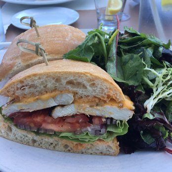 The Trident - Grilled chicken sandwich with salad. - Seafood Near Me - Sausalito, California The Trident - Grilled chicken sandwich with salad. - Seafood Near Me - Sausalito, California