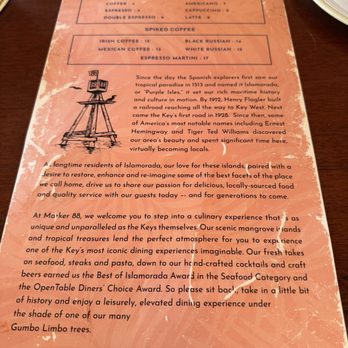 Marker 88 - Coffee Menu - Seafood Near Me - Islamorada, Florida Marker 88 - Coffee Menu - Seafood Near Me - Islamorada, Florida